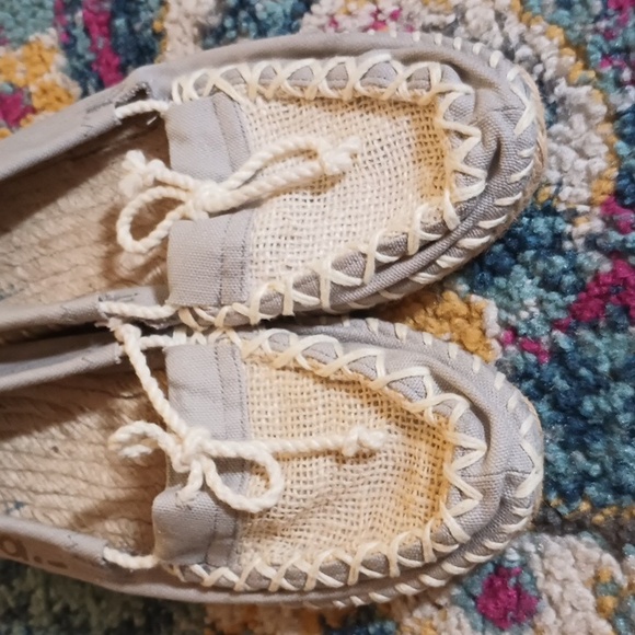 Oralba Etsy Burlap Canvas Espadrille Boat Shoes Gray NWOT 37 7 - Picture 2 of 5